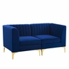 Triumph Channel Tufted Performance Velvet Loveseat in Navy