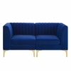 Triumph Channel Tufted Performance Velvet Loveseat in Navy