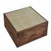 Truett Square Wood Rattan Coffee Table in Walnut