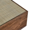 Truett Square Wood Rattan Coffee Table in Walnut
