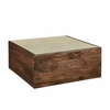 Truett Square Wood Rattan Coffee Table in Walnut