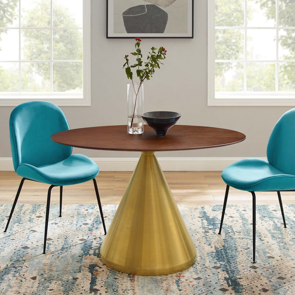 Tupelo 48 Inch Oval Dining Table in Gold Walnut - Modern In Designs