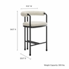 Turin Curved Back Boucle and Metal Counter Stool in Black Pearl