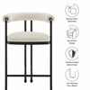 Turin Curved Back Boucle and Metal Counter Stool in Black Pearl