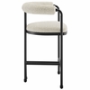 Turin Curved Back Boucle and Metal Counter Stool in Black Pearl