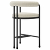 Turin Curved Back Boucle and Metal Counter Stool in Black Pearl