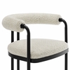 Turin Curved Back Boucle and Metal Counter Stool in Black Pearl
