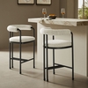 Turin Curved Back Boucle and Metal Counter Stool in Black Pearl