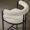 Turin Curved Back Boucle and Metal Counter Stool in Black Pearl