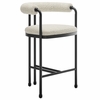 Turin Curved Back Boucle and Metal Counter Stool in Black Pearl