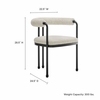 Turin Curved Back Boucle and Metal Dining Accent Chair in Black Pearl