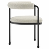 Turin Curved Back Boucle and Metal Dining Accent Chair in Black Pearl