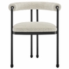 Turin Curved Back Boucle and Metal Dining Accent Chair in Black Pearl