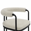 Turin Curved Back Boucle and Metal Dining Accent Chair in Black Pearl
