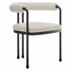 Turin Curved Back Boucle and Metal Dining Accent Chair in Black Pearl