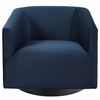 Twist Accent Lounge Performance Velvet Swivel Chair in Midnight Blue