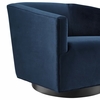 Twist Accent Lounge Performance Velvet Swivel Chair in Midnight Blue