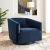 Twist Accent Lounge Performance Velvet Swivel Chair in Midnight Blue