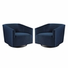 Twist Swivel Chair Performance Velvet Set of 2 in Midnight Blue