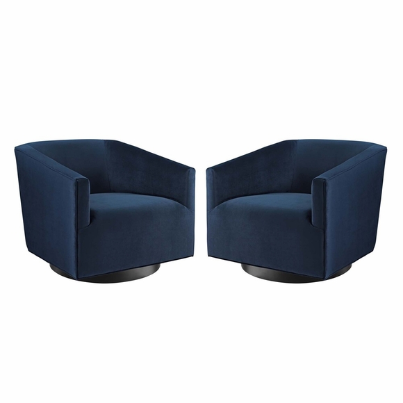 Twist Swivel Chair Performance Velvet Set of 2 in Midnight Blue