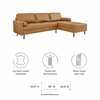 Valour 98" Leather Sectional Sofa in Tan