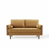 Valour Performance Velvet Loveseat in Cognac