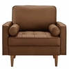 Valour Tufted Vegan Leather Accent Armchair in Brown