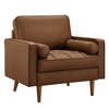 Valour Tufted Vegan Leather Accent Armchair in Brown