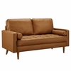 Valour Tufted Vegan Leather Loveseat in Tan