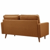 Valour Tufted Vegan Leather Loveseat in Tan
