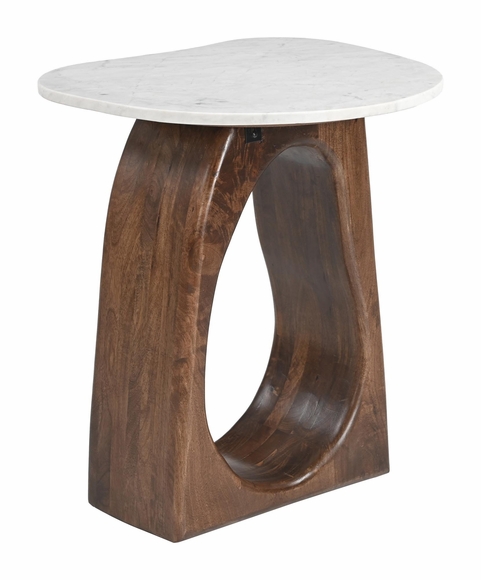 Vara Side Table in White & Walnut