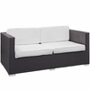 Venice 8 Piece Outdoor Patio Sofa Set in Espresso White