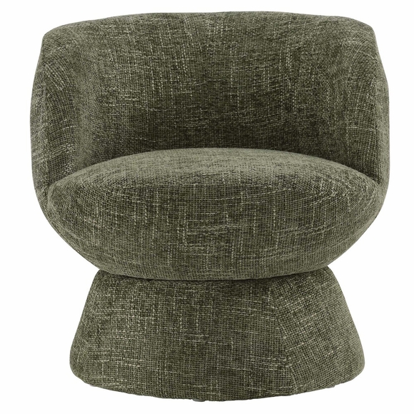 Vesta Chenille Fabric Upholstered Swivel Chair in Basil