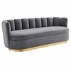 Victoria Channel Tufted Performance Velvet Sofa in Gray