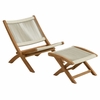 Vienna 2-Piece Outdoor Patio Teak and Rope Folding Accent Lounge Chair and Ottoman Set