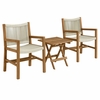 Vienna 3-Piece Outdoor Patio Teak and Rope Armchairs with Folding Side Table