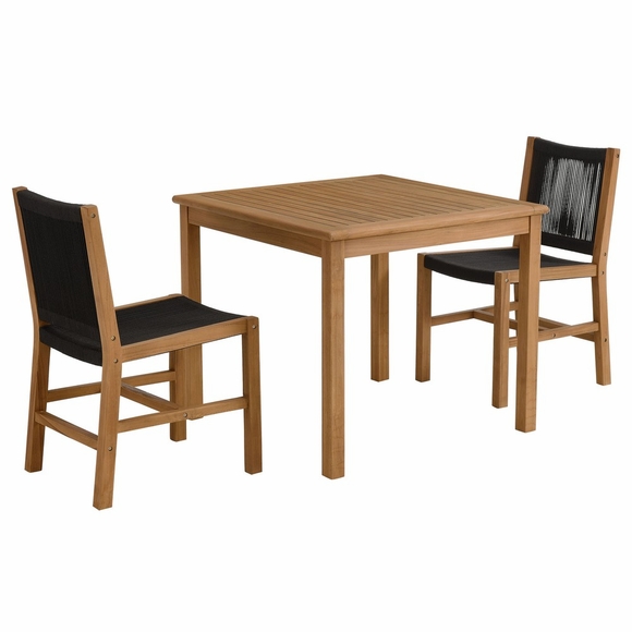 Vienna 3-Piece Outdoor Patio Teak and Rope Dining Set with Armless Chiars