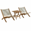 Vienna 3-Piece Outdoor Patio Teak and Rope Folding Lounge Chairs and Side Table