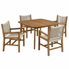 Vienna 5-Piece Outdoor Patio Teak and Rope Dining Set with Armchairs