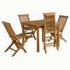 Vienna 5-Piece Outdoor Patio Teak Wood Dining Set with Folding Chairs in Natural Natural