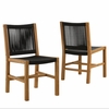 Vienna Outdoor Patio Teak and Rope Armless Dining Chairs Set of 2