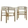 Vienna Outdoor Patio Teak and Rope Curved-Back Dining Armchairs Set of 2
