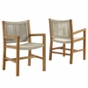 Vienna Outdoor Patio Teak and Rope Dining Armchairs Set of 2