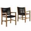 Vienna Outdoor Patio Teak and Rope Dining Armchairs Set of 2