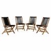 Vienna Outdoor Patio Teak and Rope Folding Chairs Set of 4