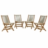 Vienna Outdoor Patio Teak and Rope Folding Chairs Set of 4