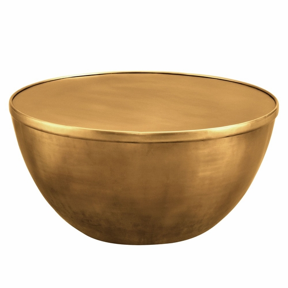 Viora 32 Inch Metal Storage Coffee Table in Burnished Brass