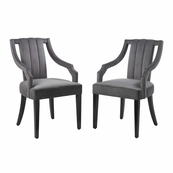 Virtue Performance Velvet Dining Chairs Set of 2 in Gray