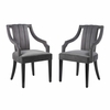 Virtue Performance Velvet Dining Chairs Set of 2 in Gray
