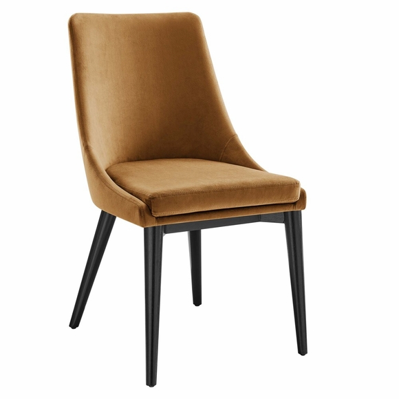 Viscount Performance Velvet Dining Chair in Cognac